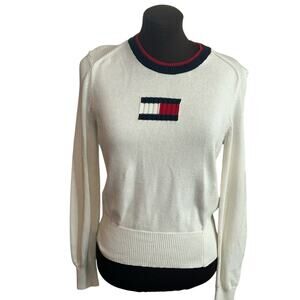 Tommy Hilfiger Vintage Women’s 90s Classic Logo Sweater Size M Preppy Americana